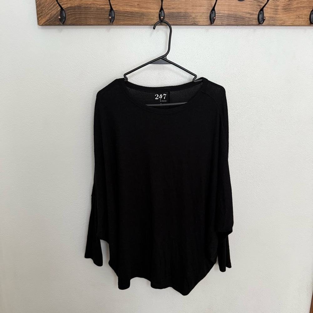 Maurices 24/7 Black Drop Sleeve Sweater